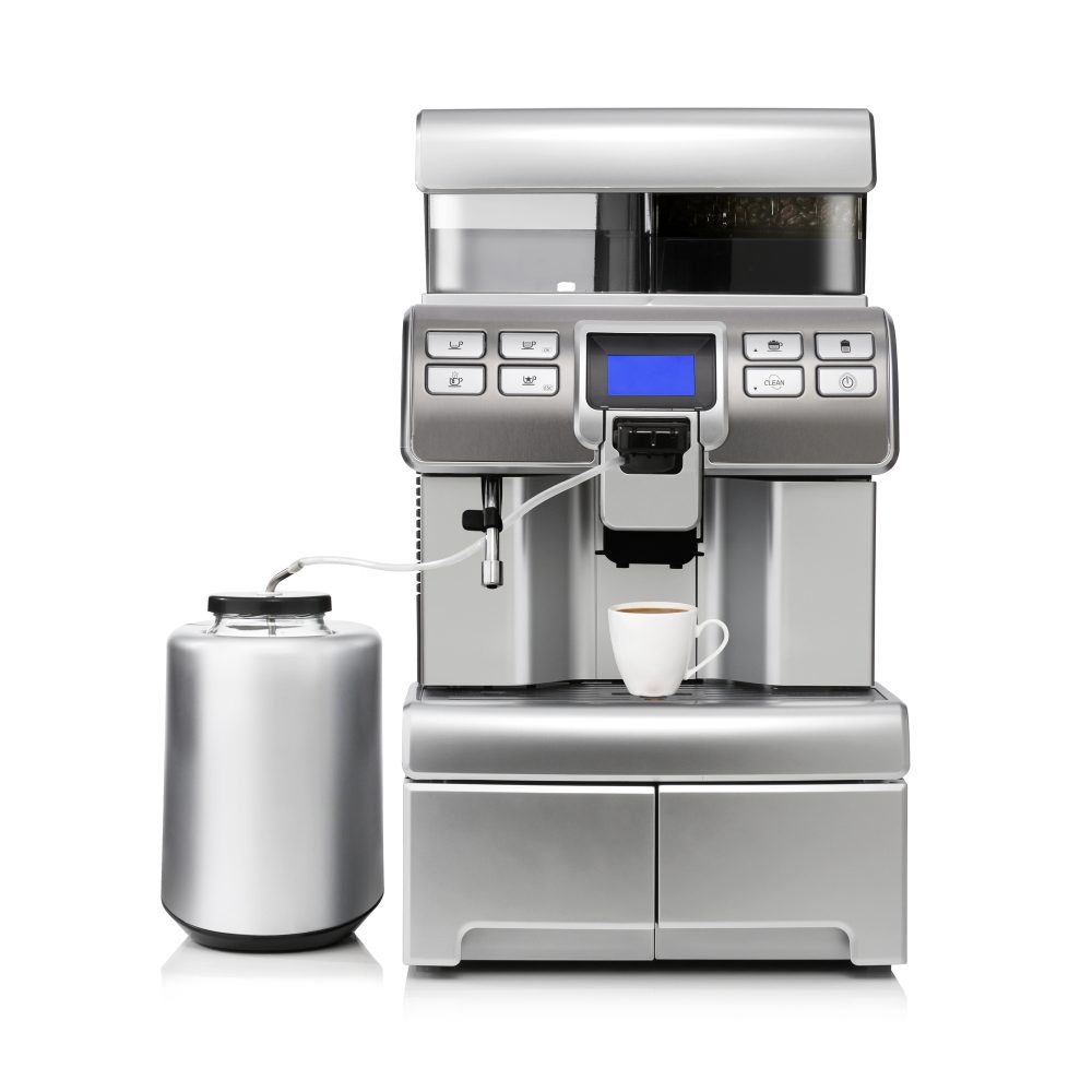 Kaffeevollautomat mit Zuleitungsschlauch und isoliertem Behälter